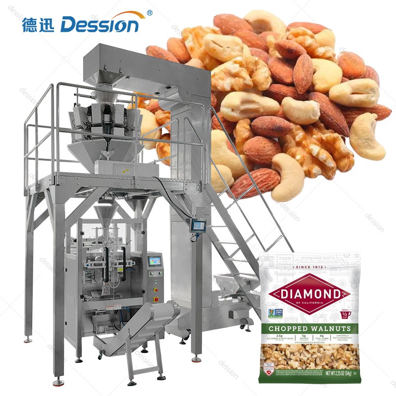 Multi-Nut Vertical Form Fill Seal Packaging Machine | High-Accuracy Multihead Weigher for Whole & Mixed Nuts — machine and packaging reference