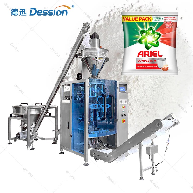Anti-Corrosive VFFS Detergent Powder Packaging Machine with Dust Collector — machine and packaging reference