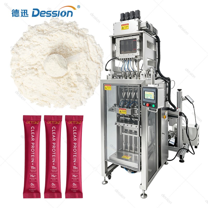 Multilane Powder Sachet Packaging Machine with Servo Auger Filler for Protein Mix — machine and packaging reference