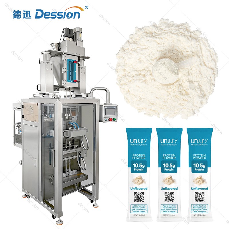 Multi-Lane Stick Pack Machine for Protein and Whey Powder — machine and packaging reference