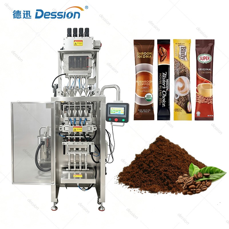 High-Speed Multi-Lane Instant Coffee Powder Packaging Machine with Servo Auger — machine and packaging reference