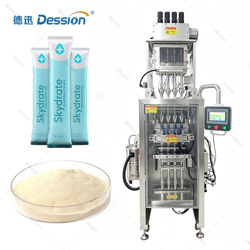 High-Precision Multi-Lane Vertical Form Fill Seal Machine for Pharmaceutical Powders | cGMP-Compliant VFFS with Auger Dosing for Probiotics & Nutraceuticals — machine and packaging reference