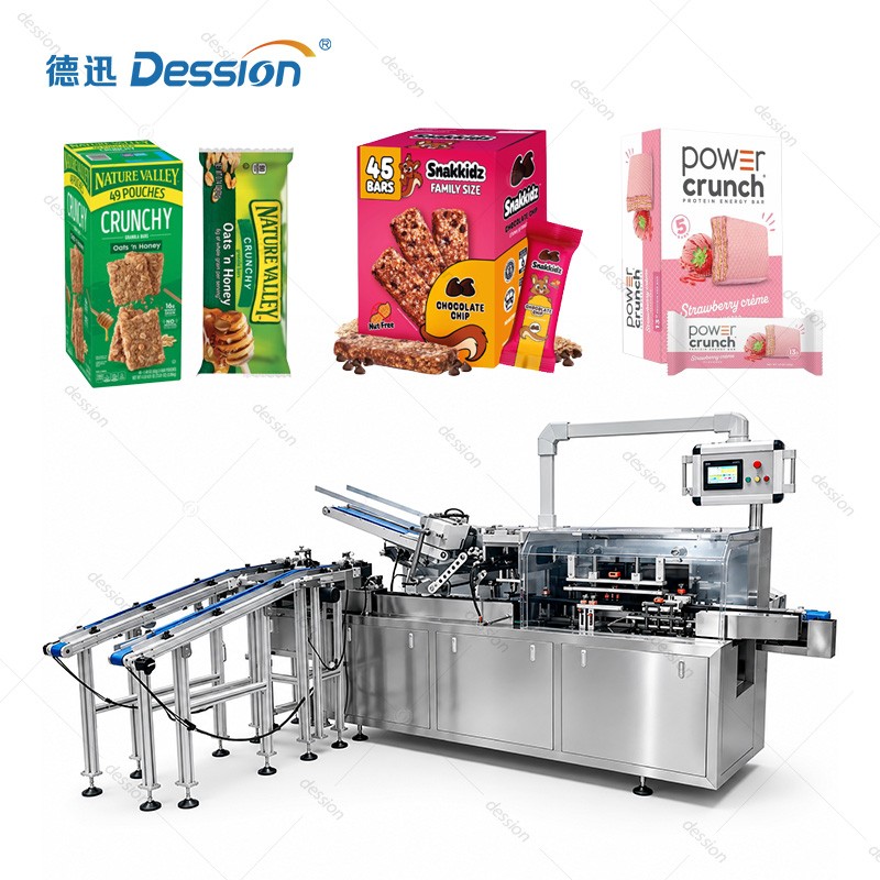 Versatile Granola Bar Cartoning Machine with Quick-Change Format | Flexible Packaging for Snack & Nutrition Bar Co-Packing — machine and packaging reference