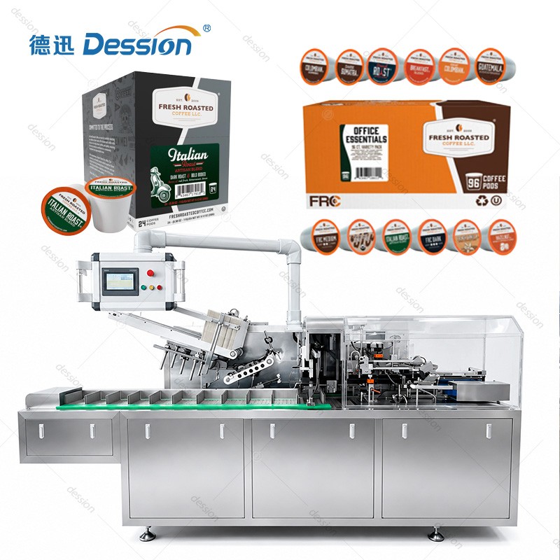 Versatile Coffee Capsule Cartoning Machine with Quick-Change Format | Flexible Secondary Packaging for Supplement & Functional Beverage Co-Packing — machine and packaging reference