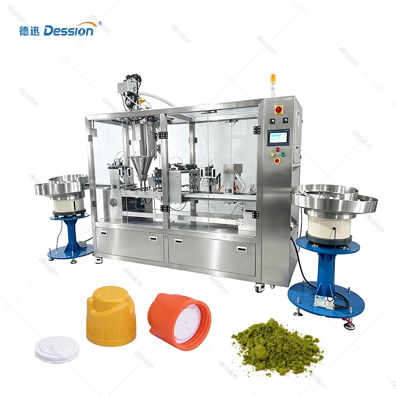 Automatic Cap-Cavity Matcha Powder Micro-Filling and Sealing Machine — machine and packaging reference