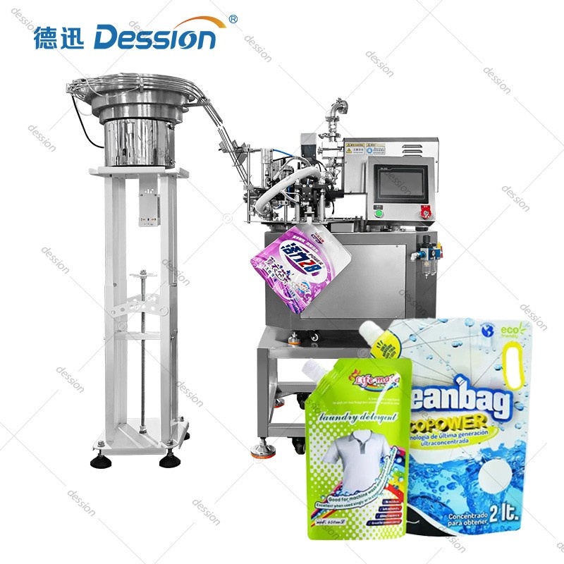2kg 5L Automatic Laundry Liquid Spout Pouch Filling Machine — machine and packaging reference