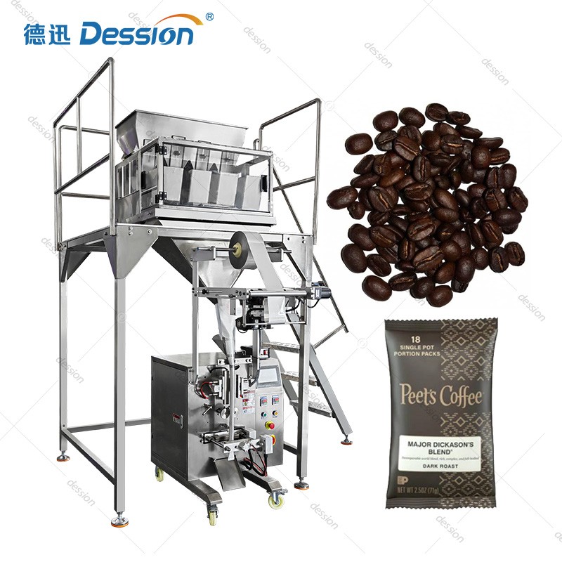 Automatic VFFS Coffee Bean Packaging Machine with Multihead Weigher — machine and packaging reference