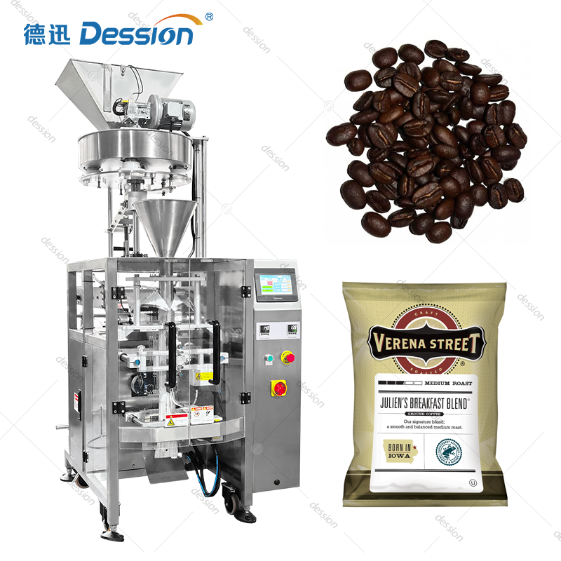 Automatic Quad Seal VFFS Coffee Bean Packaging Machine with Multihead Weigher — machine and packaging reference