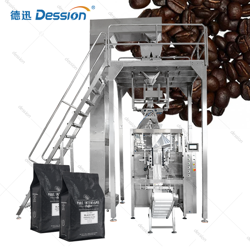 Automatic Quad Seal Bag Vertical Coffee Bean Packaging Machine — machine and packaging reference