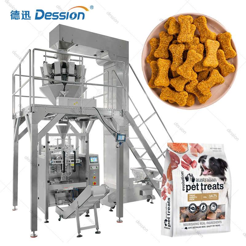 Automatic VFFS Pet Food Packaging Machine with Multihead Weigher — machine and packaging reference
