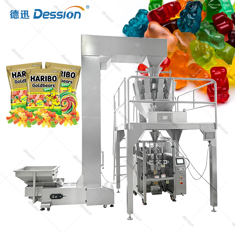 Automatic VFFS Gummy Packaging Machine with Anti-Sticking Multihead Weigher — machine and packaging reference
