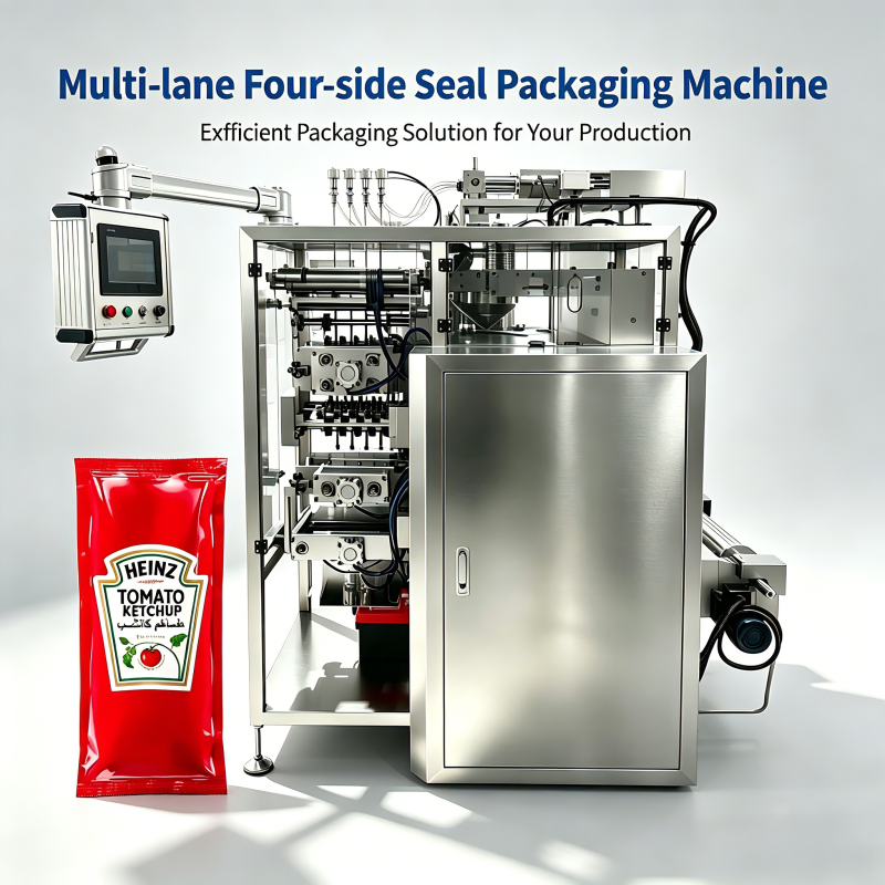 fully automatic ketchup tomato sauce sachet 4 sides sealing packaging machine — machine and packaging reference