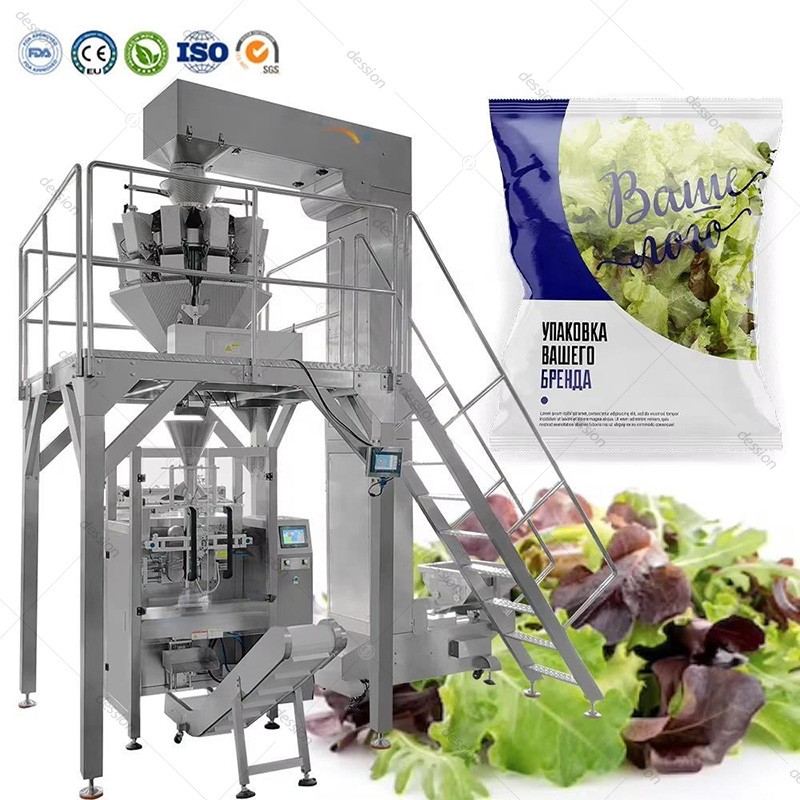 Multihead Weigher Automatic Frozen Vegetable Pouch Packing Machine Fresh Leaf Vegetable Green Salad Bag Packaging Machine — machine and packaging reference