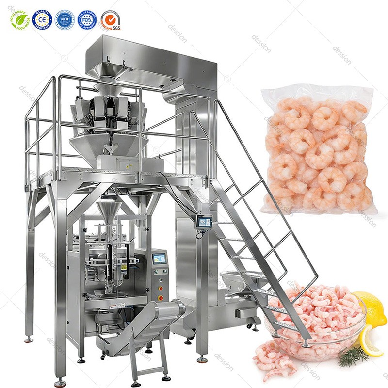 Food Grade Automatic Vacuum Frozen Seafood Bag Weighing Packing Machine for Fish Shrimp Squid Rings Cuttlefish Octopus — machine and packaging reference