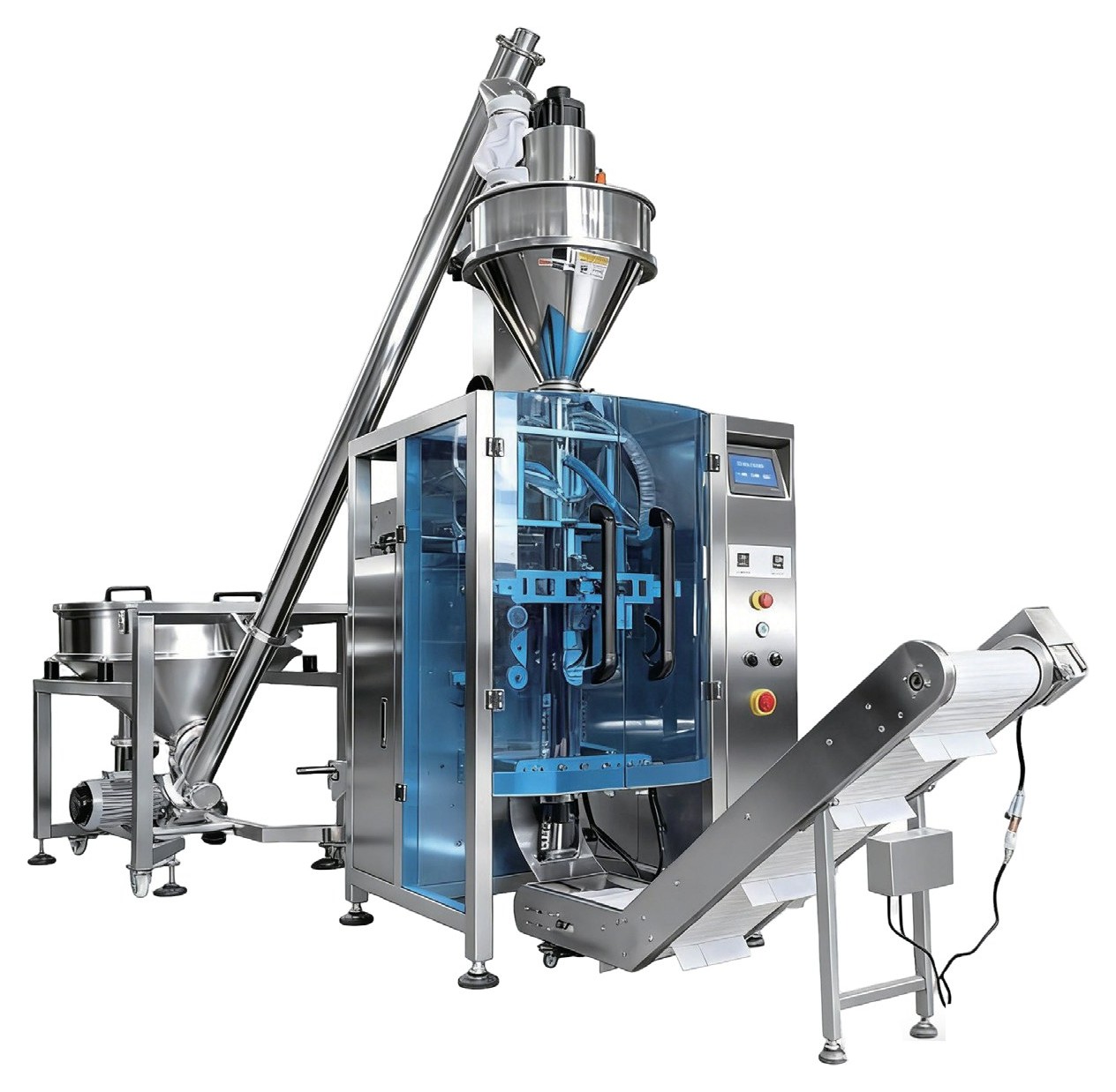 Vertical coffee-powder weighing and bagging machine from the Dession catalog.