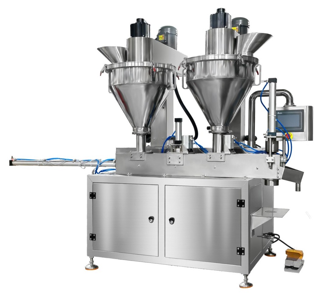 Semi-automatic hookah packaging machine DS-SY with double discharge.